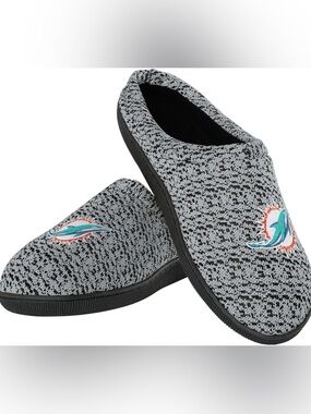 FOCO NFL Miami Dolphins Knit Slippers Gray Logo Cozy House Shoes Size S 7-8 NWT